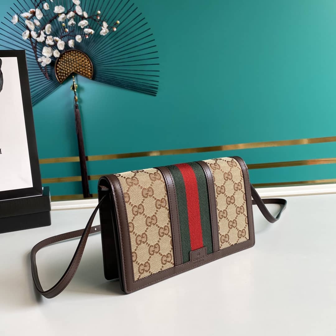 Best Replica Gucci GG Crossbody Bag Web Stripe Wallet Replica 409439 - Colareps