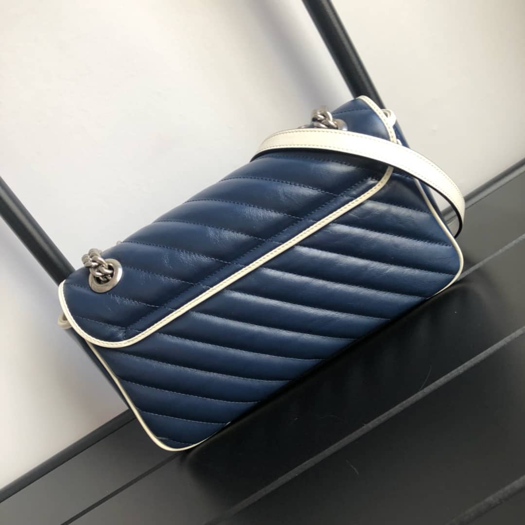 Best Replica Gucci GG Marmont Matelasse Shoulder Bag Replica Blue 443497 - Colareps