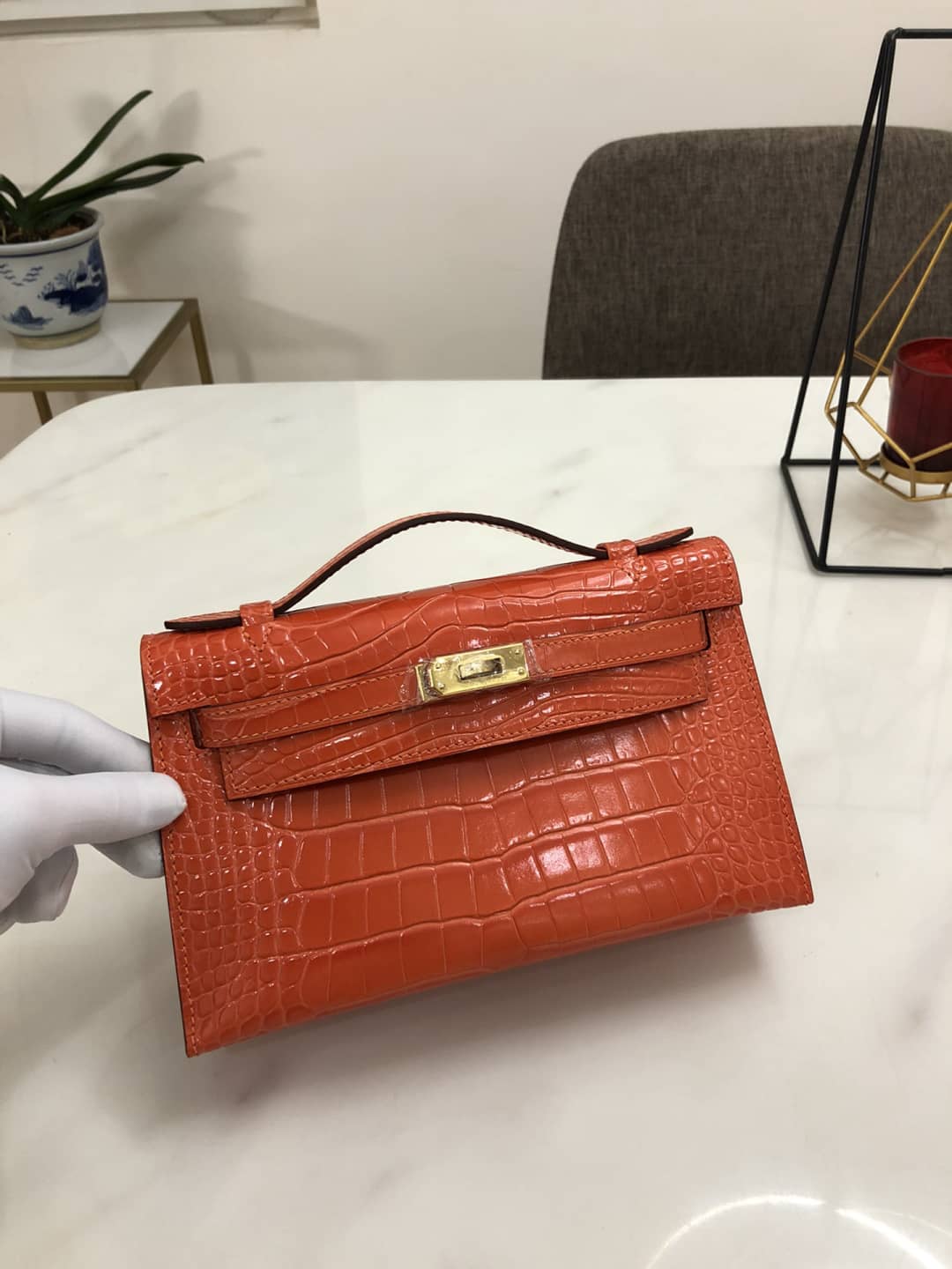 Best Replica Hermes Kelly Dupe 22CM Crocodile Shiny Replica Bag - Colareps