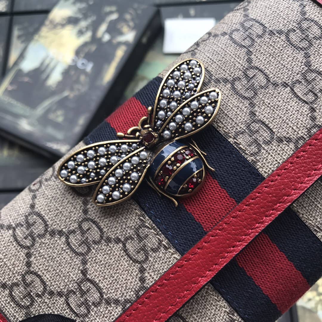 Best Replica Gucci Queen Margaret Bee Leather Continental Flap Wallet Replica 476064 - Colareps