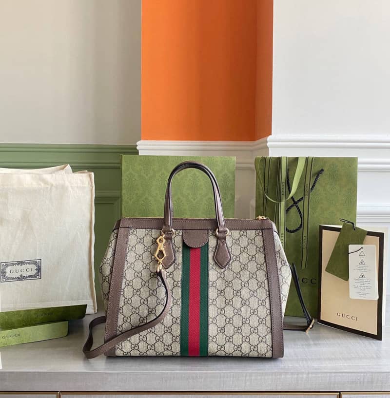 Best Replica Gucci Ophidia Medium GG Supreme Tote Shoulder Bag Replica Gray 524537 - Colareps