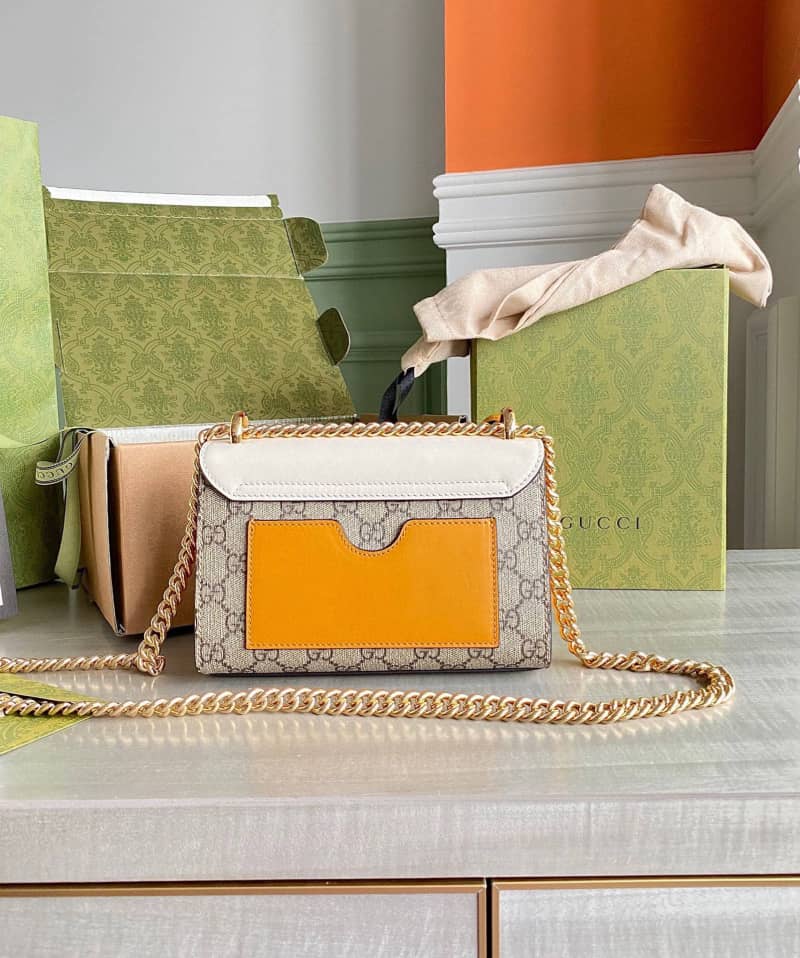 Best Replica Gucci Padlock Small GG Chain Shoulder Bag Replica White 409487 - Colareps