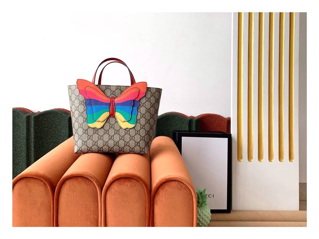 Best Replica Gucci Children GG Tote With Pineapple Bag Replica Brown 580840 - Colareps