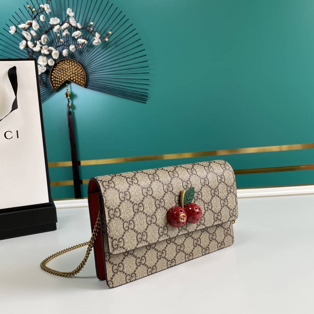 Best Replica Gucci Supreme GG Mini Bag With Cherries Replica 481291 - Colareps