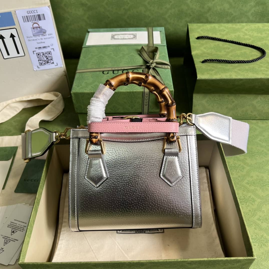 Best Replica Gucci Diana Mini Tote Silver 702732 Replica Bag - Colareps