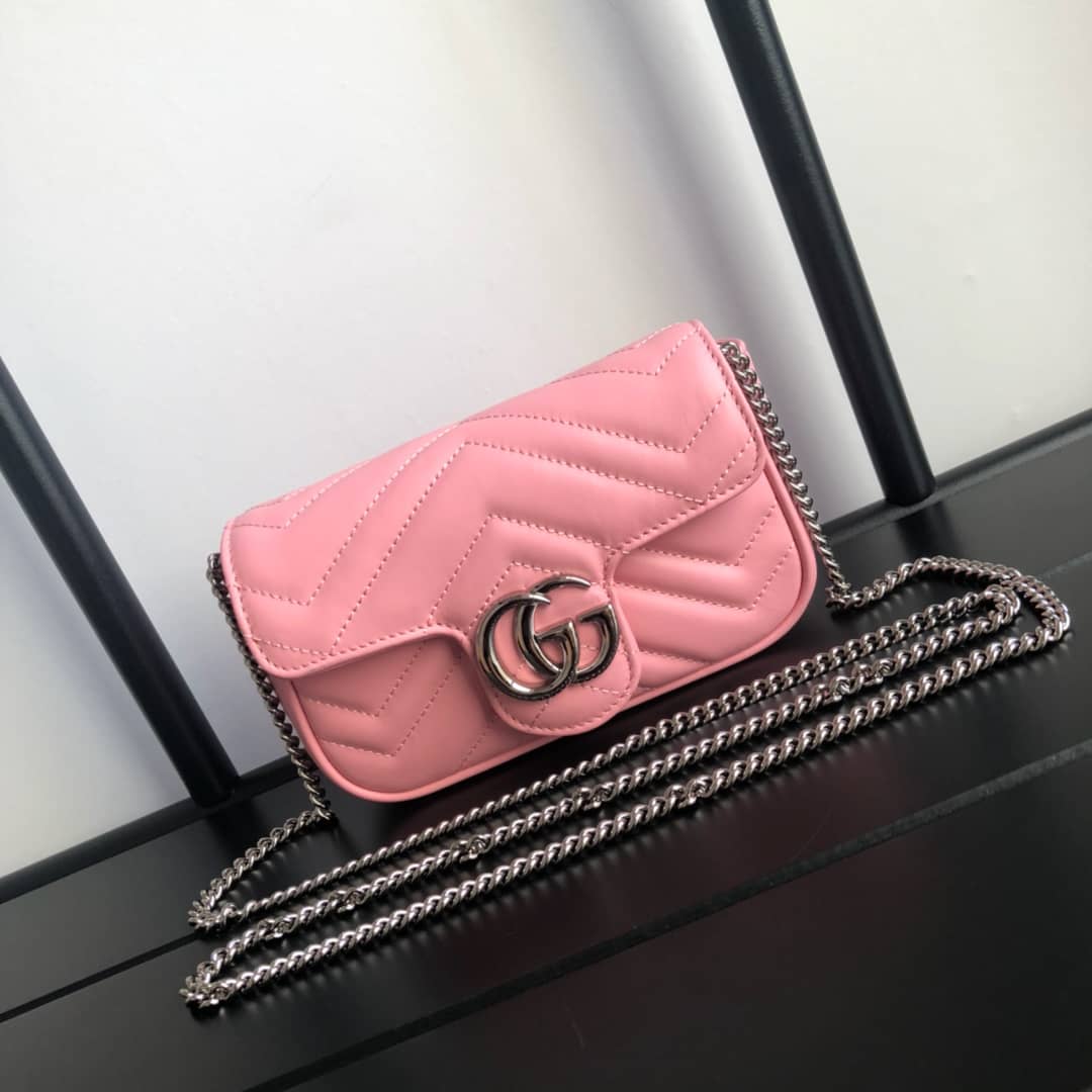 Best Replica Gucci GG Marmont Matelasse Leather Mini Shoulder Bag Replica Pink 476433 - Colareps