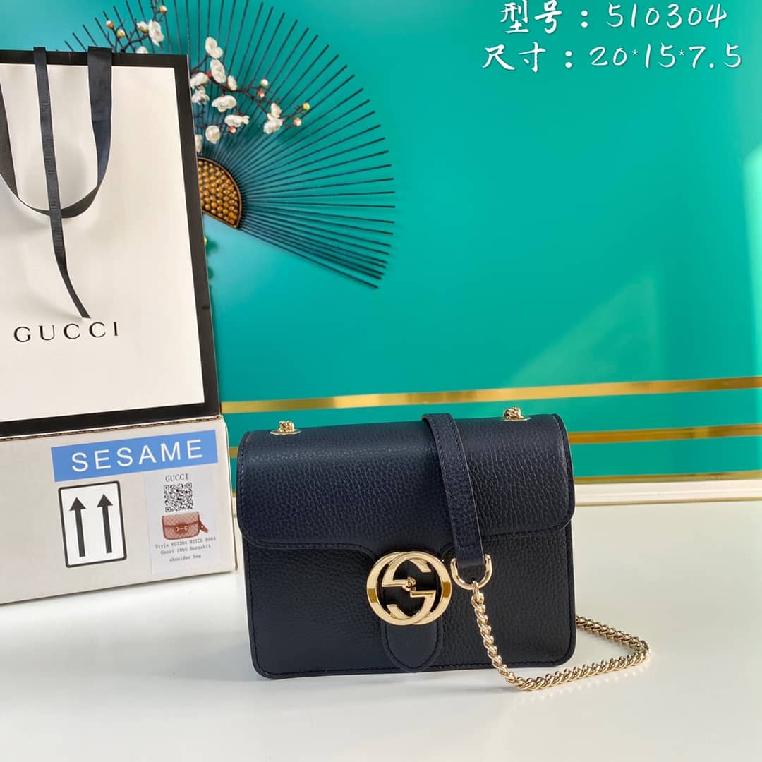 Best Replica Gucci Interlocking Leather Chain Crossbody Bag Replica 510304 - Colareps