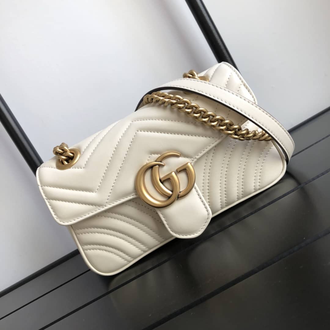Best Replica Gucci GG Marmont Mini Matelasse Shoulder Bag Replica White 446744 - Colareps