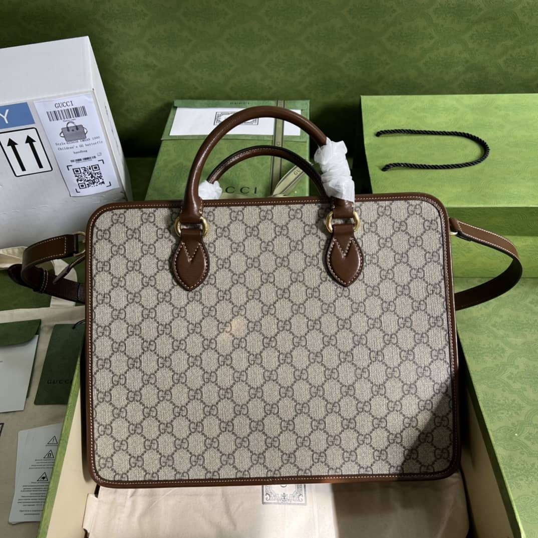 Best Replica Gucci GG Supreme Canvas Mens Briefcase Replica 674143 - Colareps