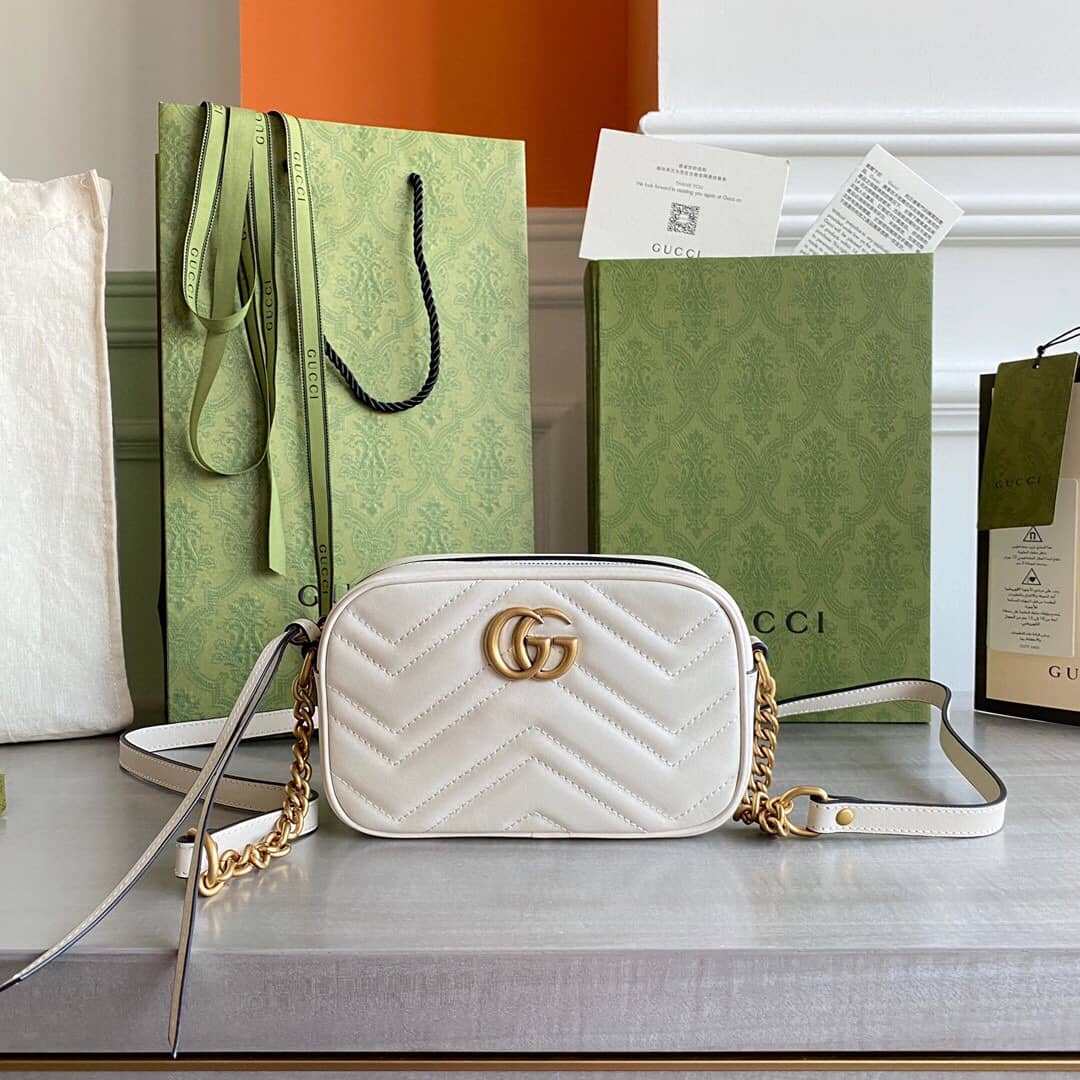 Best Replica Gucci GG Marmont Matelassé Mini Bag Replica White 448065 - Colareps