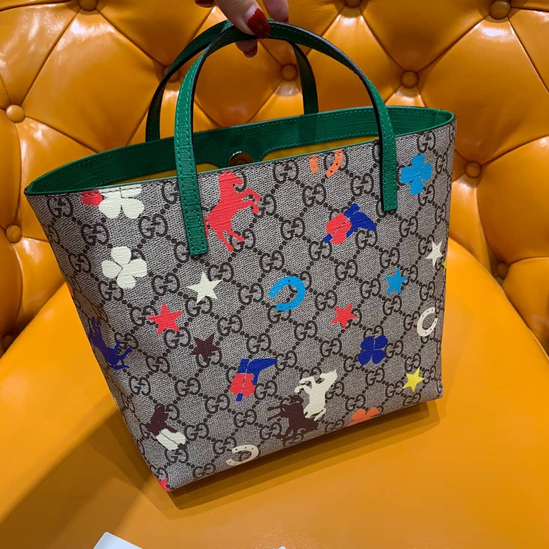 Best Replica Gucci Children GG Supreme Canvas Replica Tote Gray 410812 - Colareps