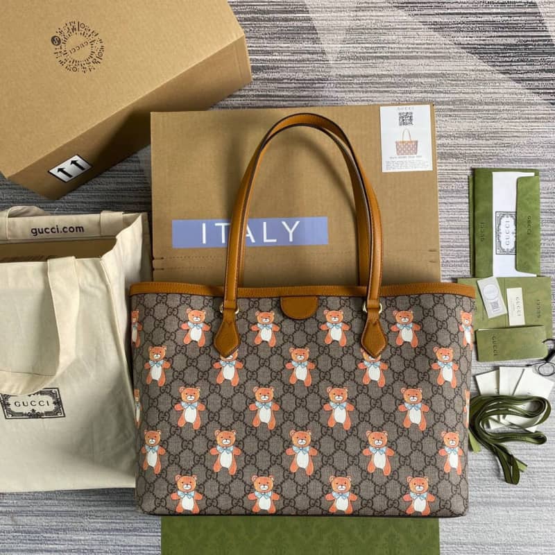 Best Replica Gucci Ophidia Leather Tote Replica Brown 631685 - Colareps