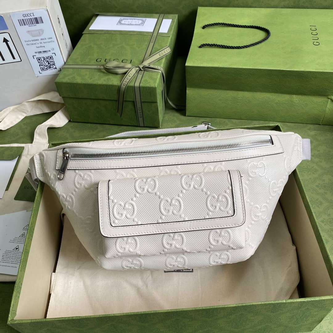 Best Replica Gucci GG Embossed Leather Belt Bag Bumbag Replica 645093 - Colareps