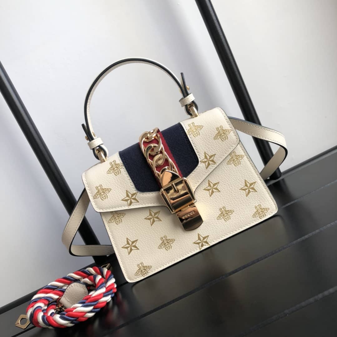 Best Replica Gucci GG Sylvie Mini Shoulder Bag Replica White 470270 - Colareps