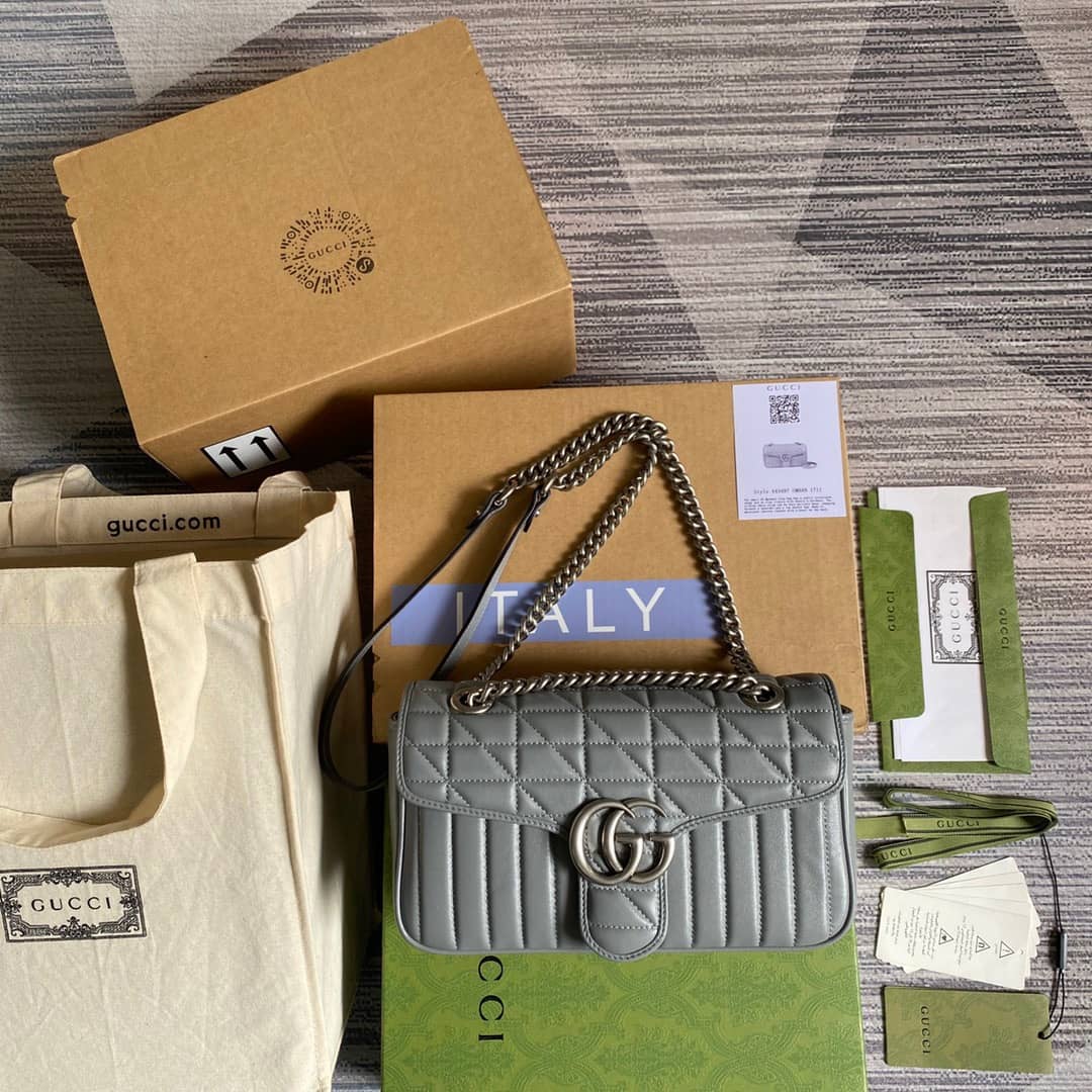 Best Replica Gucci GG Marmont Matelasse Shoulder Bag Replica Gray 443497 - Colareps