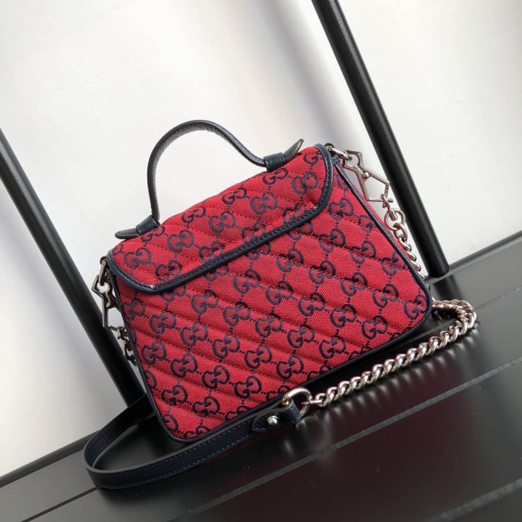 Best Replica Gucci GG Marmont Mini Top Handle Bag Replica Red 583571 - Colareps