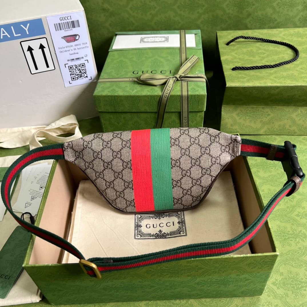Best Replica Gucci Supreme Canvas Tiger GG Belt Bag Beige Ebony 675181 Replica - Colareps