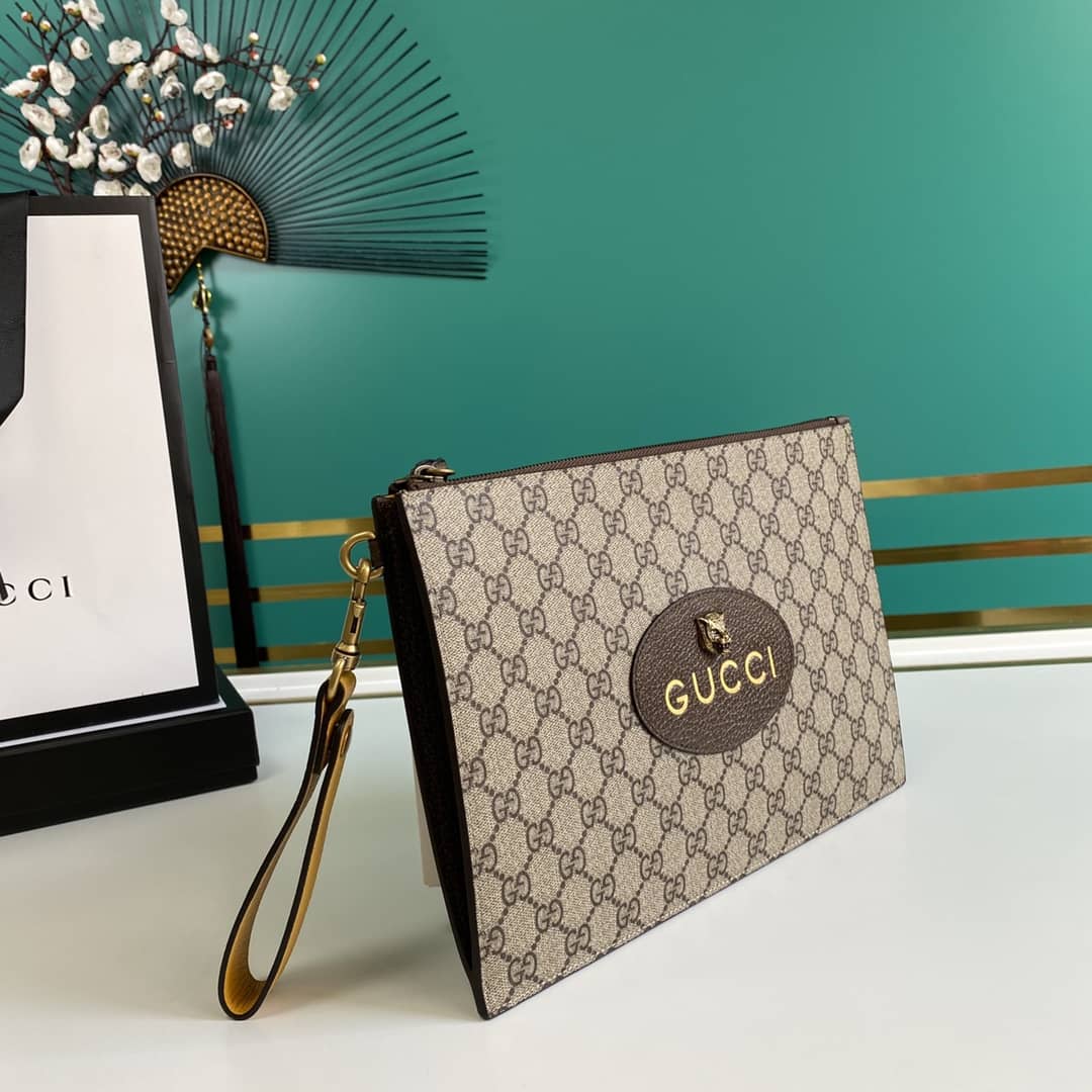 Best Replica Gucci GG Supreme Neo Vintage Tiger Head Clutch Replica 473956 - Colareps