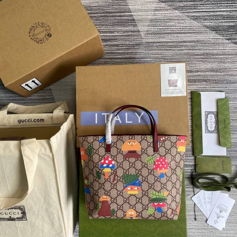 Best Replica Gucci Children GG Supreme Canvas Replica Tote Brown 410812 - Colareps