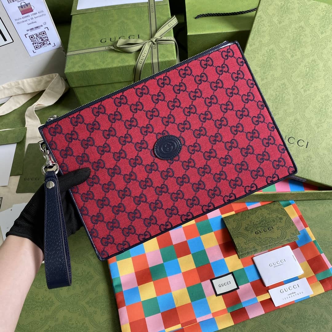 Best Replica Gucci GG Marmont Red Canvas Pouch Replica 661105 - Colareps
