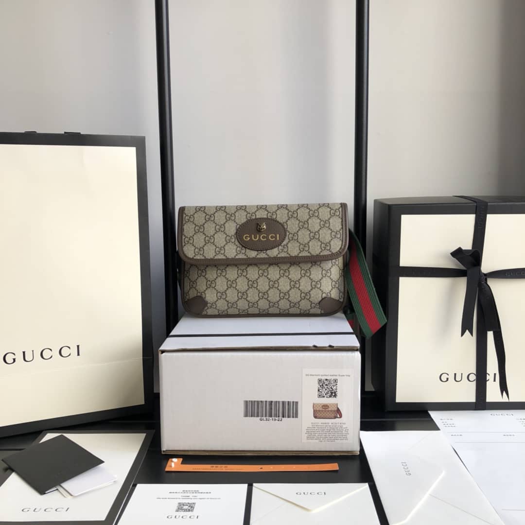Best Replica Gucci Neo Vintage GG Supreme Belt Bag Replica Brown 493930 - Colareps