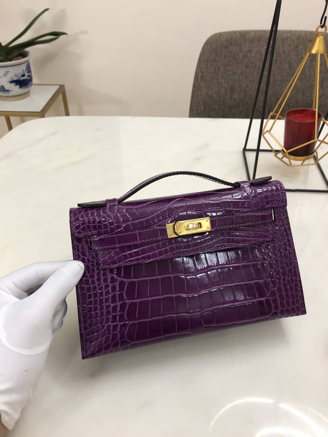 Best Replica Hermes Kelly Dupe 22CM Crocodile Shiny Replica Bag - Colareps