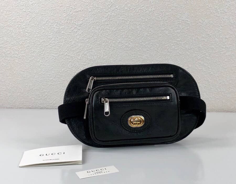 Best Replica Gucci Soft Leather Belt Bag Replica Black 575857 - Colareps