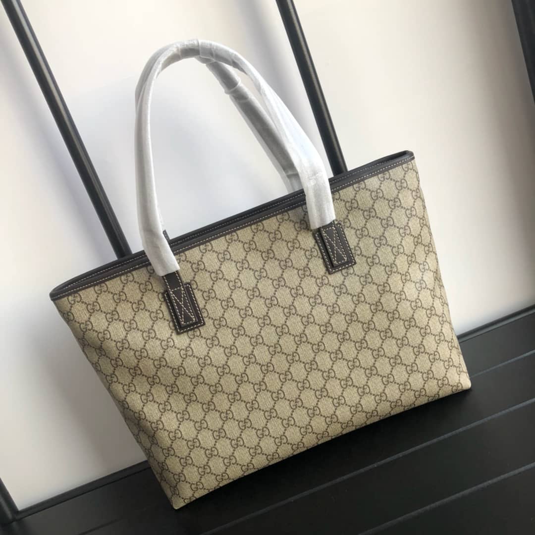 Best Replica Gucci GG Plus Large Zip Top PVC Replica Tote Gray Black  211137 - Colareps