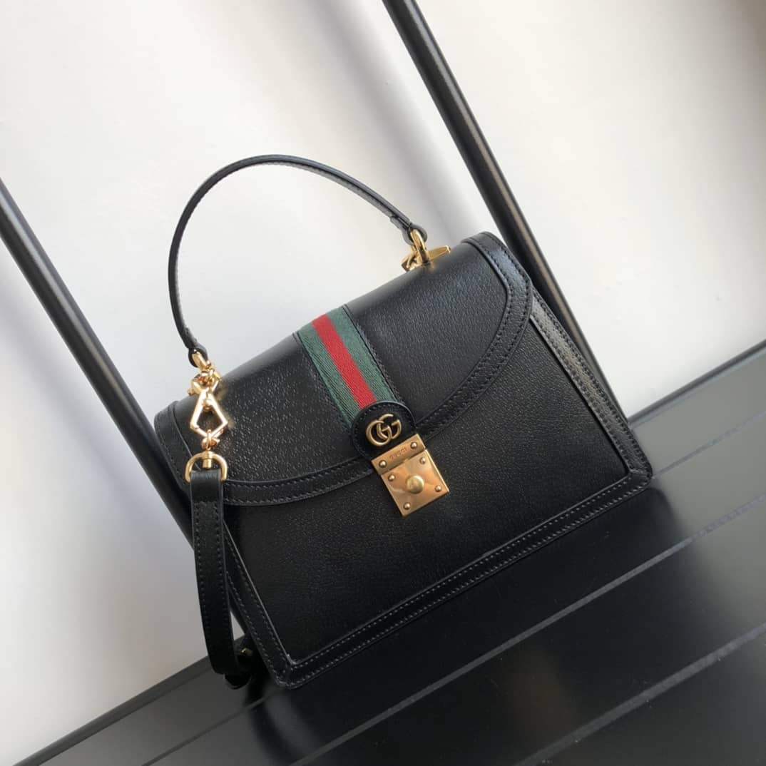 Best Replica Gucci Ophidia Small Top Handle Bag Replica Black 651055 - Colareps