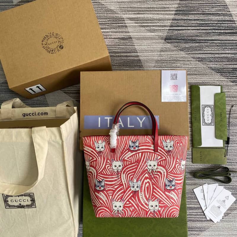 Best Replica Gucci Children GG Supreme Canvas Replica Tote Red 410812 - Colareps