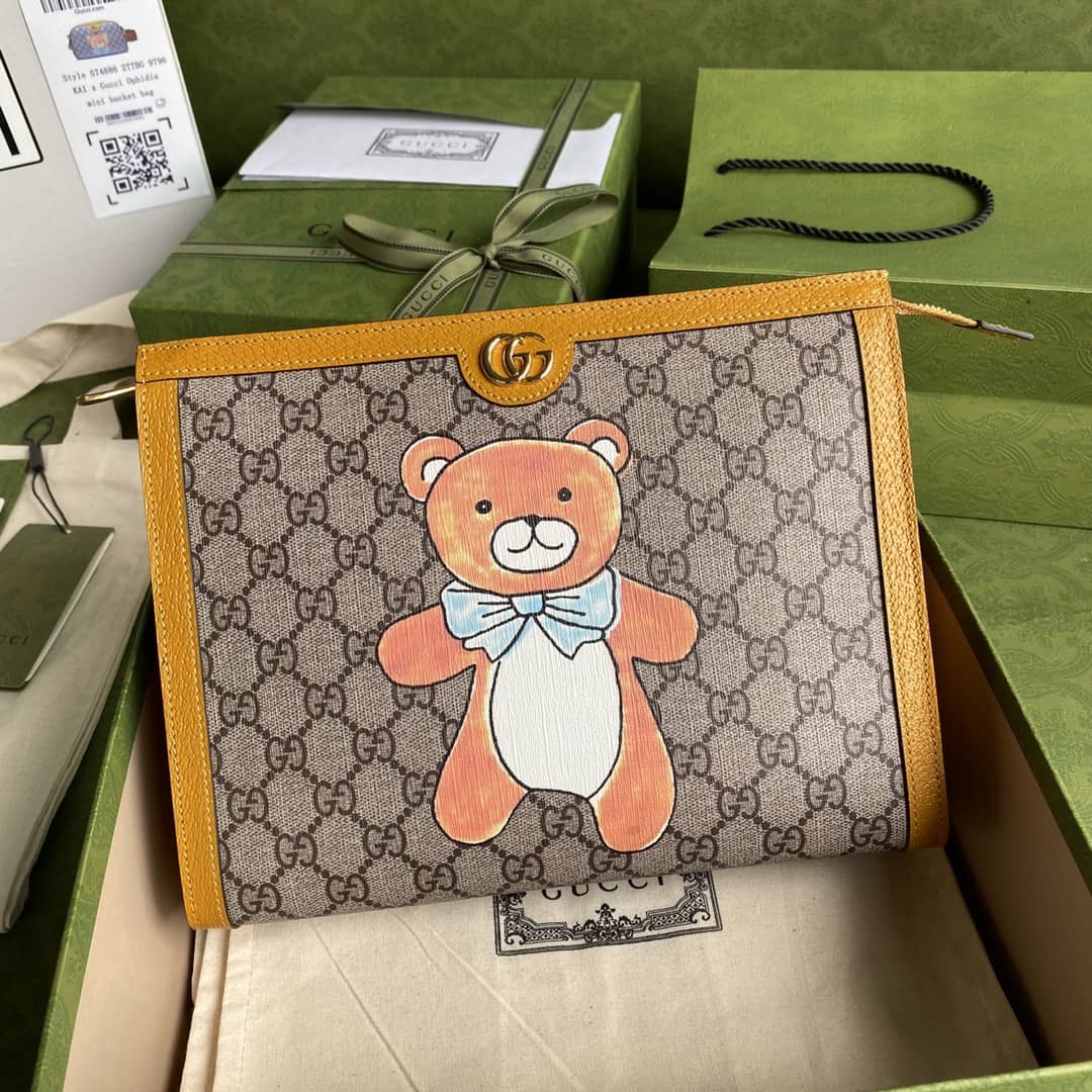 Best Replica Gucci Kai Supreme Canvas Pouch Replica 660513 - Colareps