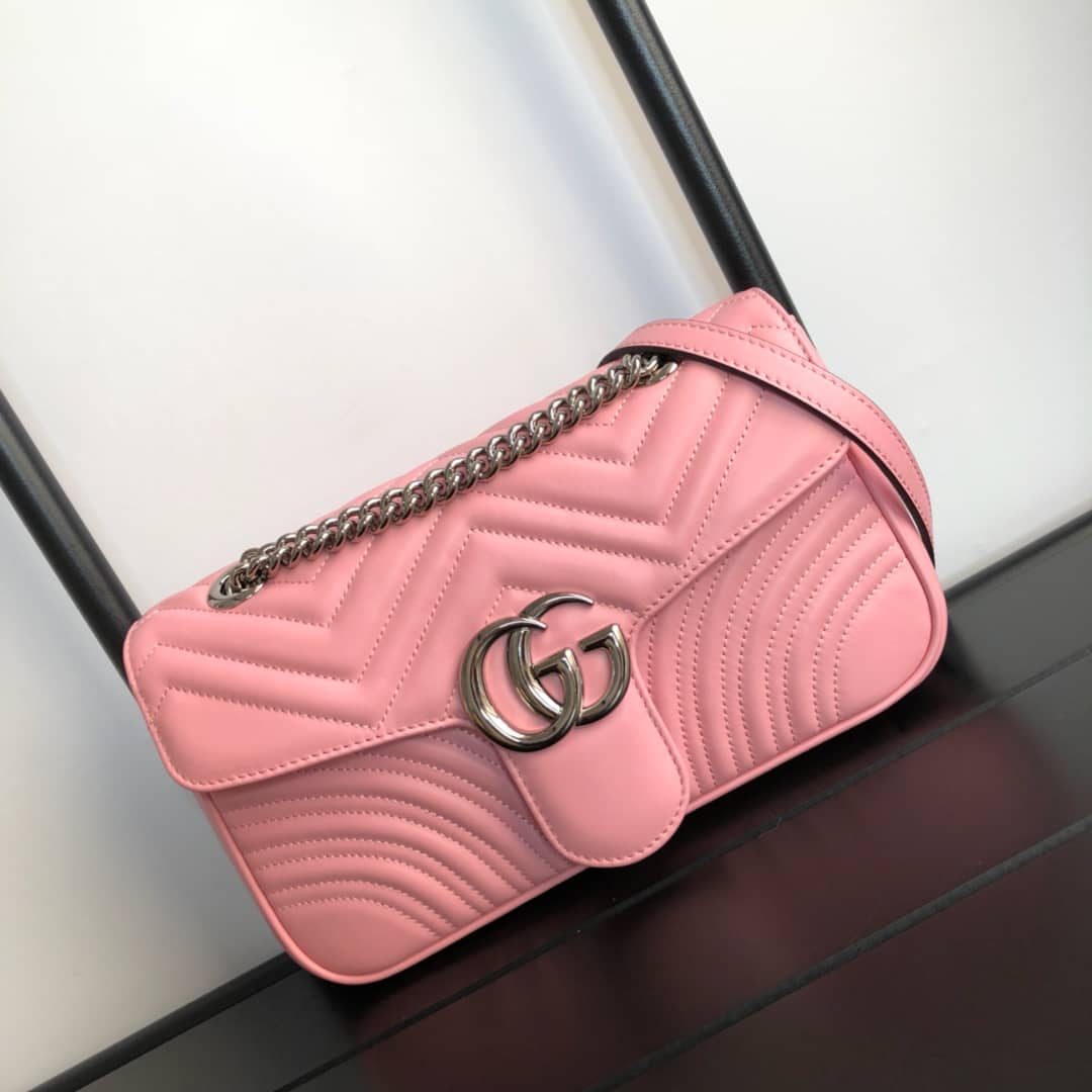 Best Replica Gucci GG Marmont Matelasse Shoulder Bag Replica Pink 443497 - Colareps