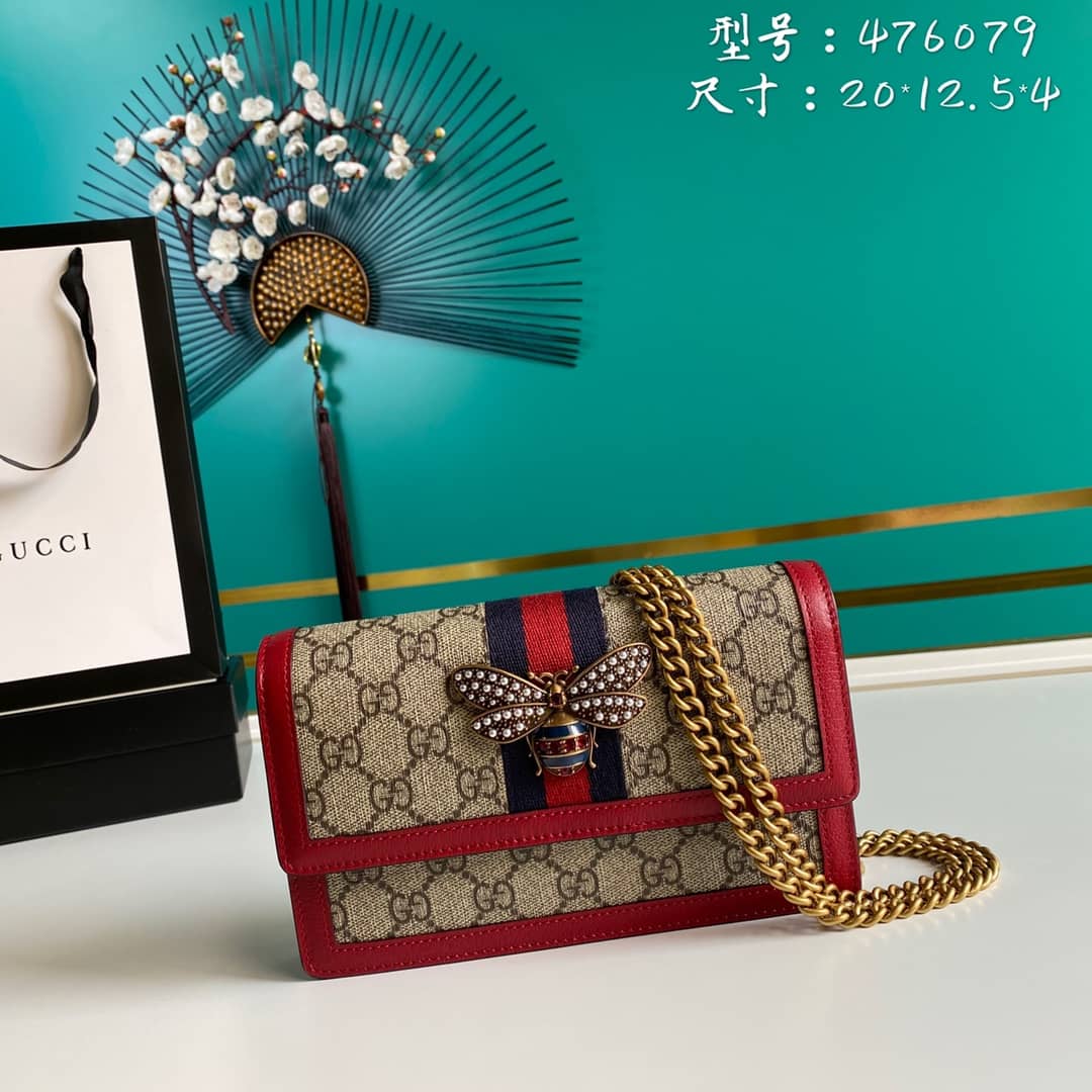 Best Replica Gucci Queen Margaret GG Shoulder Bag Mini Chain Wallet Replica 476079 - Colareps