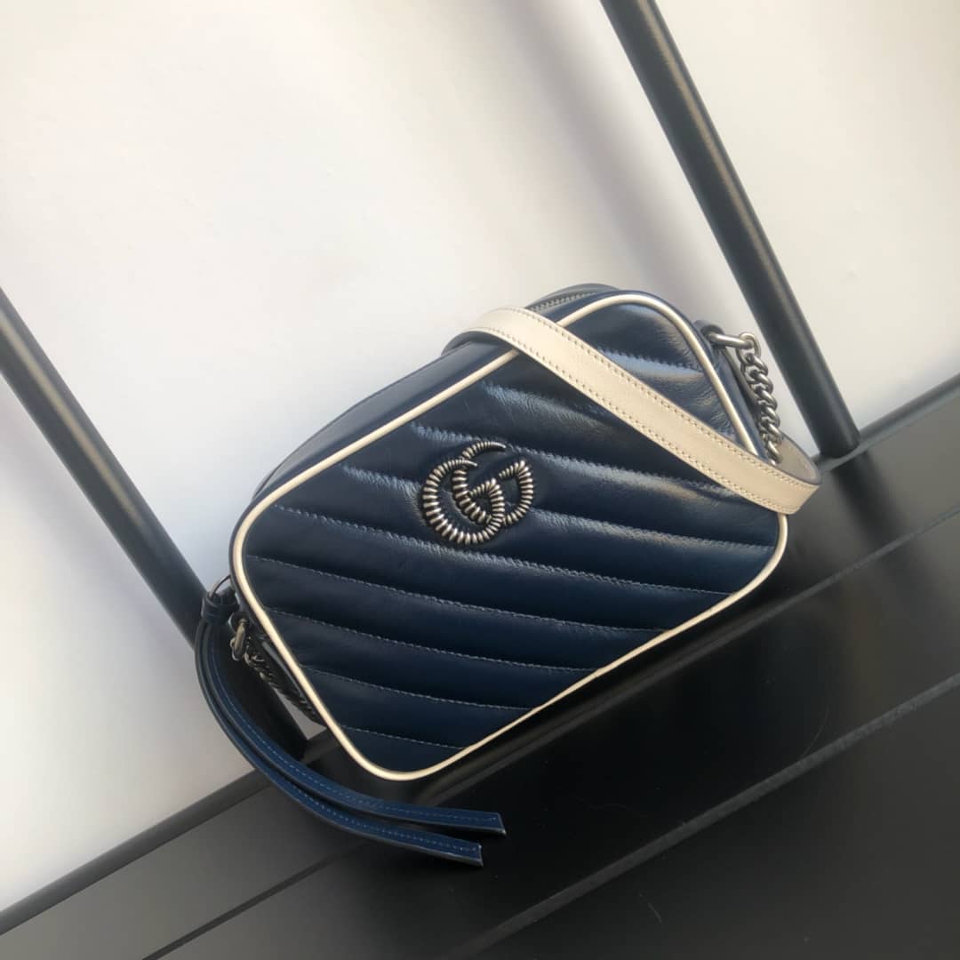 Best Replica Gucci GG Marmont Matelassé Mini Bag Replica Blue 448065 - Colareps
