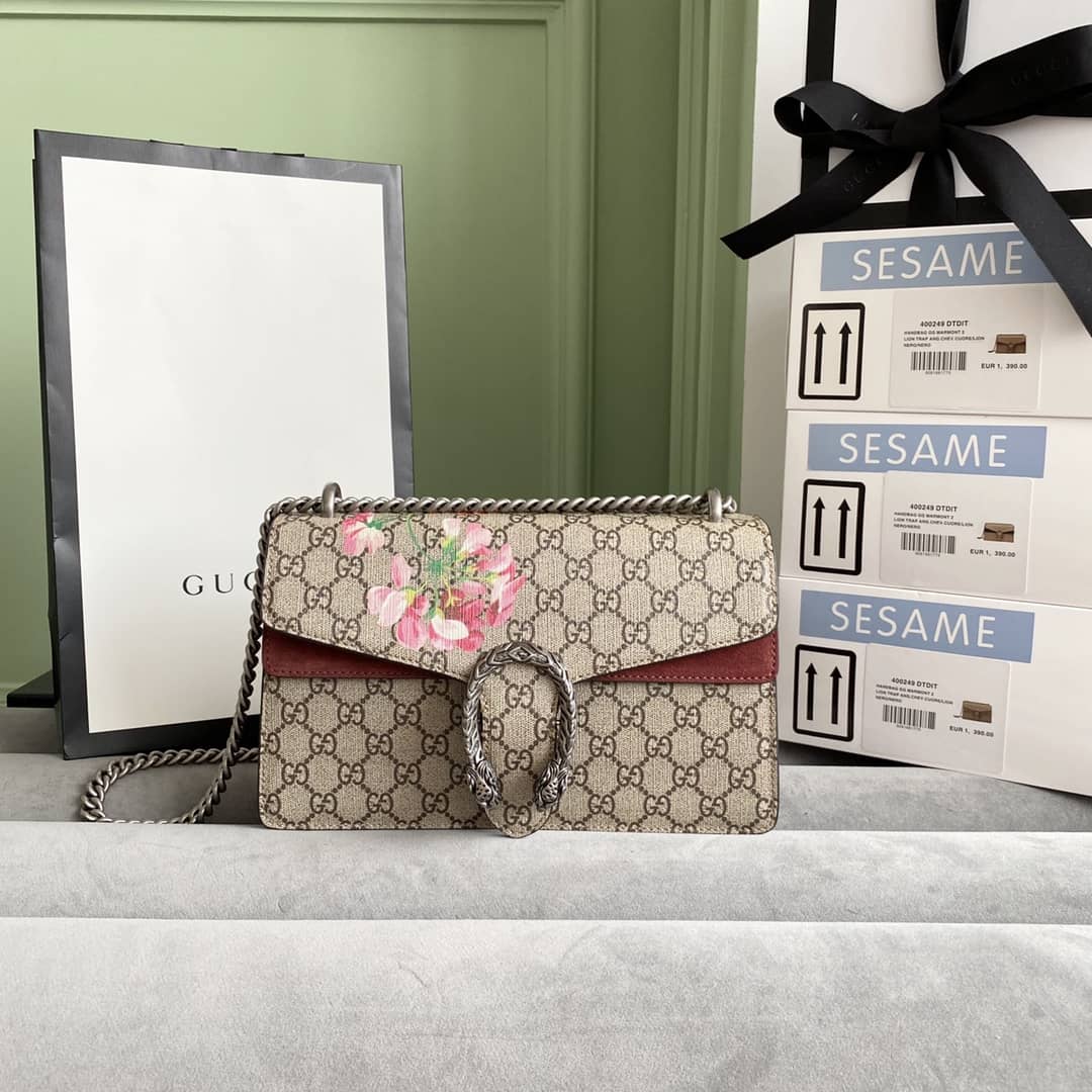 Best Replica Gucci GG Supreme Dionysus Chain Replica Shoulder Bag Brown 400249 - Colareps