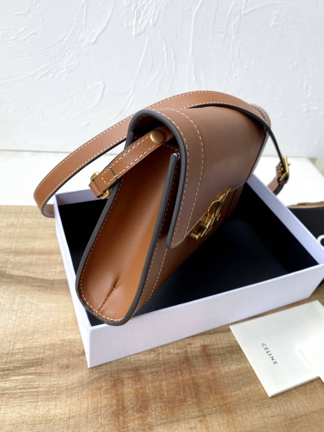 Best Replica Celine Triomphe Bag Dupe Calf Leather Shoulder Strap Triomphe Replica Bag - Colareps