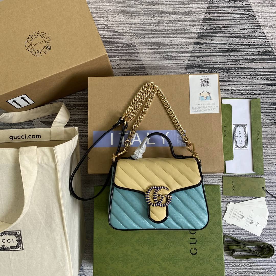 Best Replica Gucci Marmont GG Mini Top Handle Bag Replica 583571 - Colareps