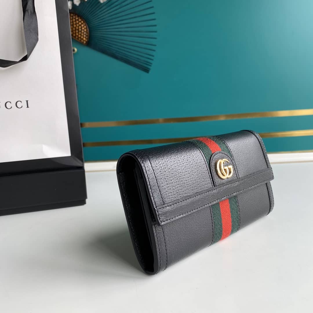 Best Replica Gucci Continental Long Wallet Black Replica 523153 - Colareps
