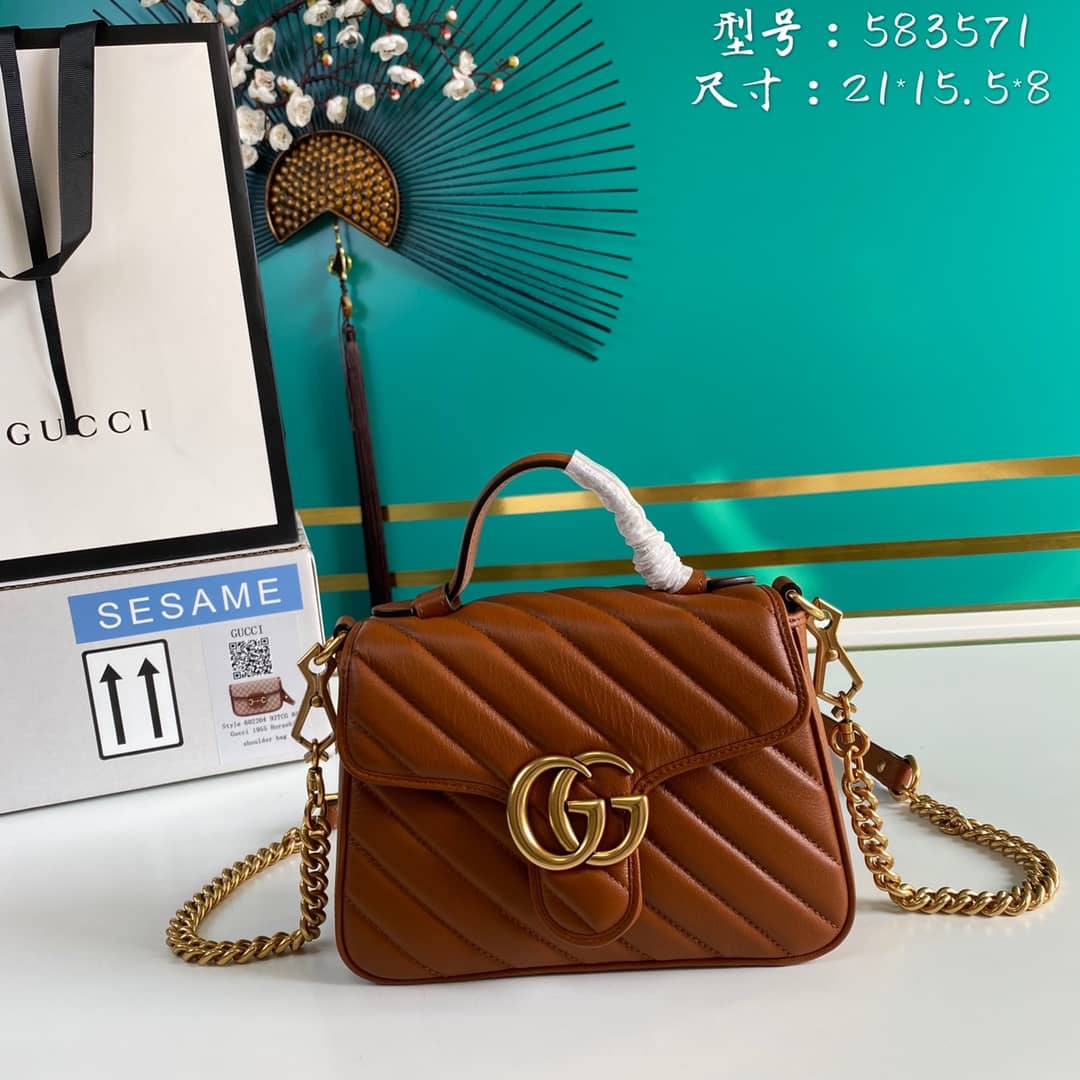 Best Replica Gucci Marmont GG Mini Top Handle Bag Replica 583571 - Colareps