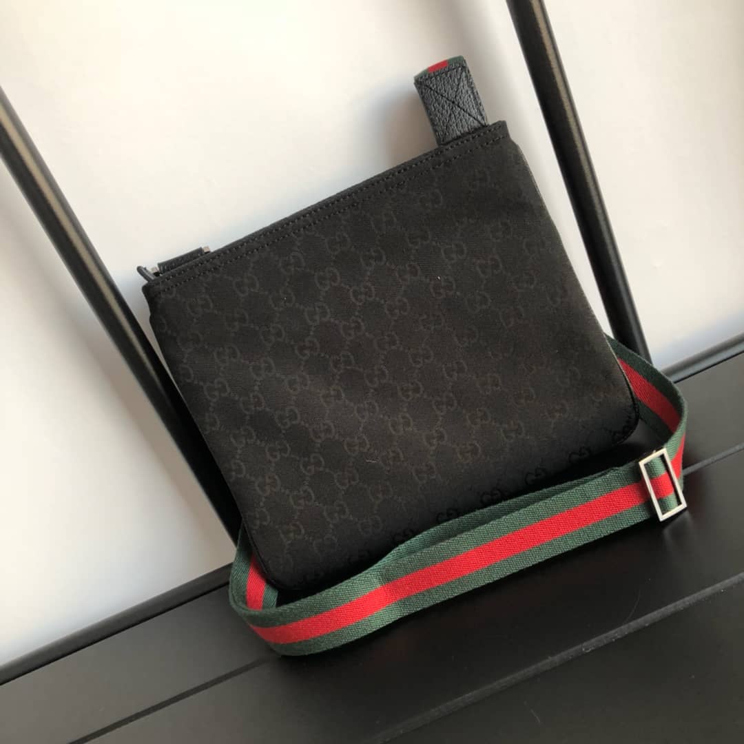 Best Replica Gucci GG Monogram Canvas Web Small Messenger Bag Replica Black 146309 - Colareps