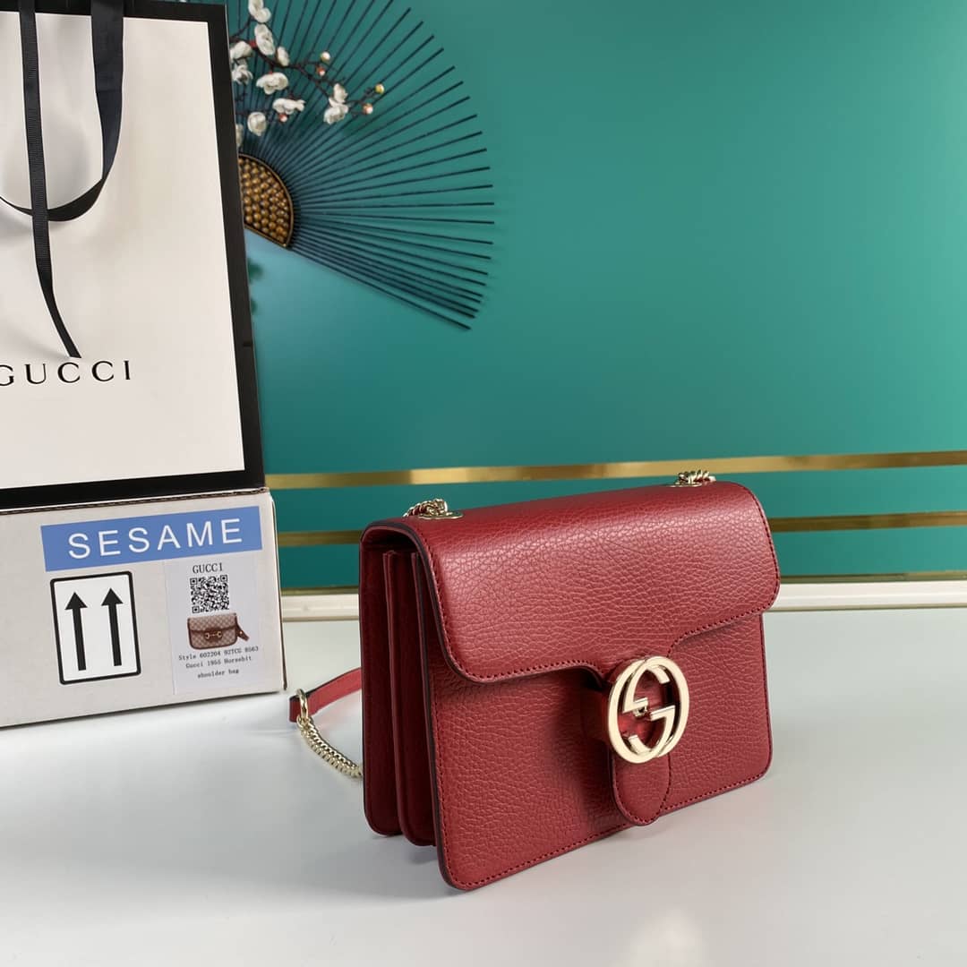 Best Replica Gucci Interlocking Leather Chain Crossbody Bag Replica 510304 - Colareps