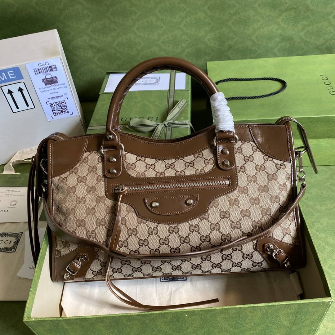 Best Replica Gucci x Balenciaga GG Canvas City Bag Replica 658597 - Colareps