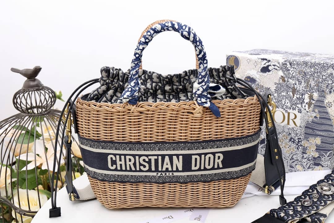 Best Replica Christian Dior Wicker Bucket Bagblue Oblique - Colareps