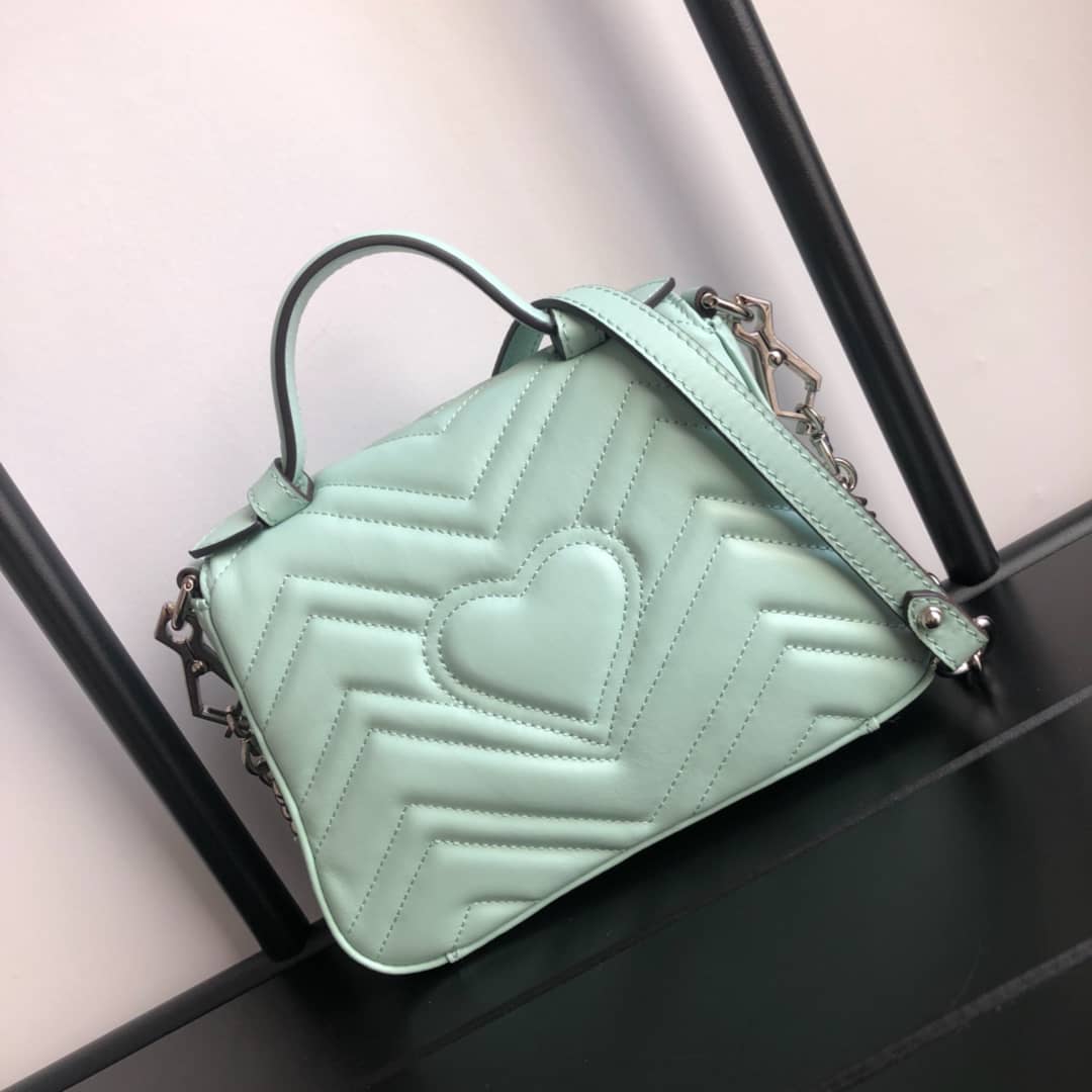 Best Replica Gucci GG Marmont Mini Leather Top Handle Bag Replica Green 547260 - Colareps