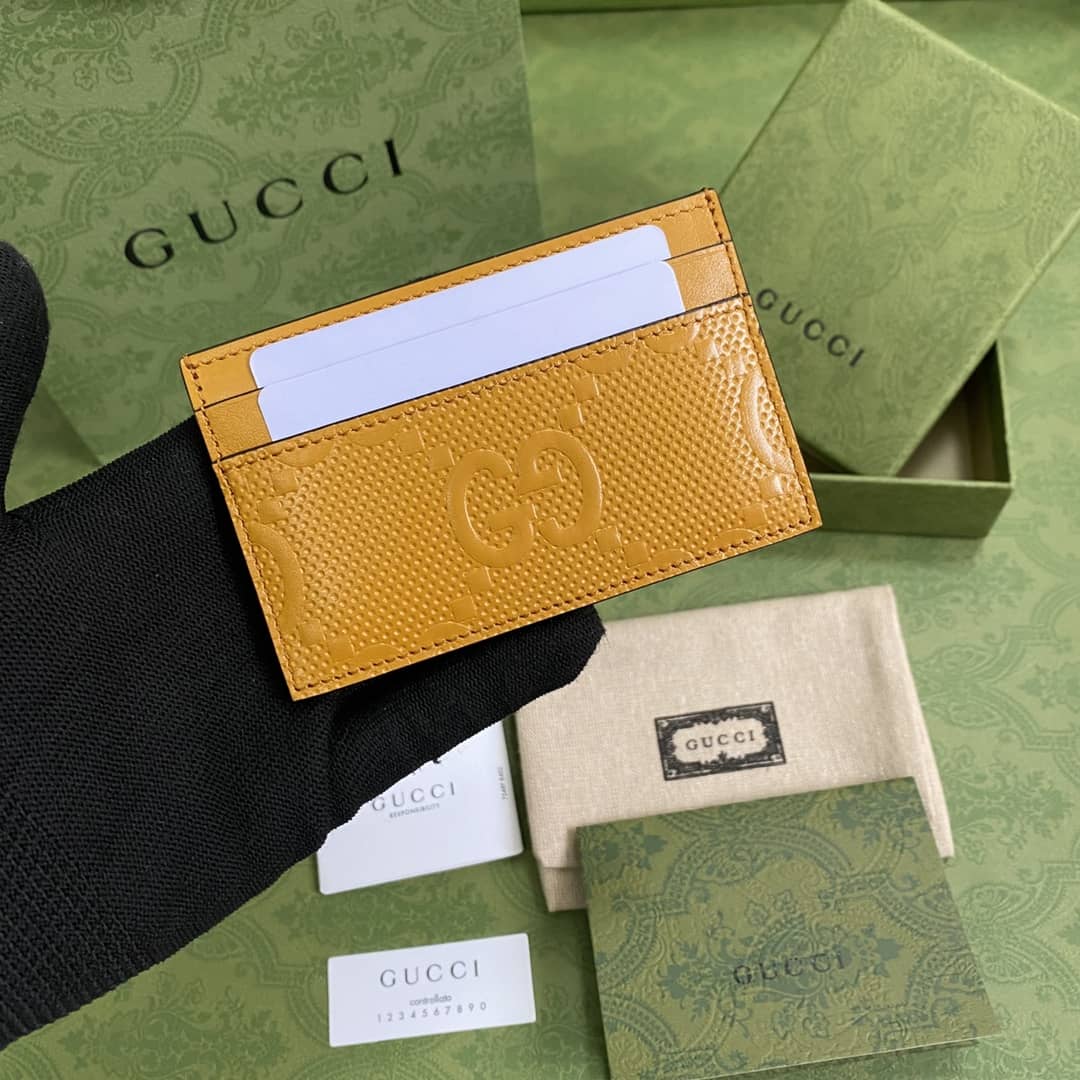 Best Replica Gucci GG Calfskin Leather Card Case Replica 625564 - Colareps