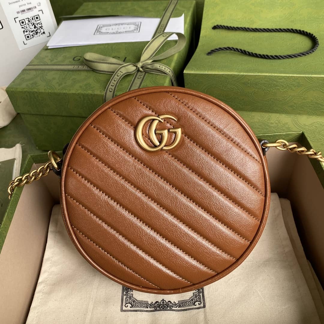 Best Replica Gucci Crossbody Dupe Marmont GG Matelasse Mini Round 550154 - Colareps