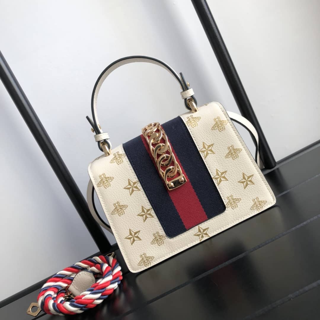 Best Replica Gucci GG Sylvie Mini Shoulder Bag Replica White 470270 - Colareps