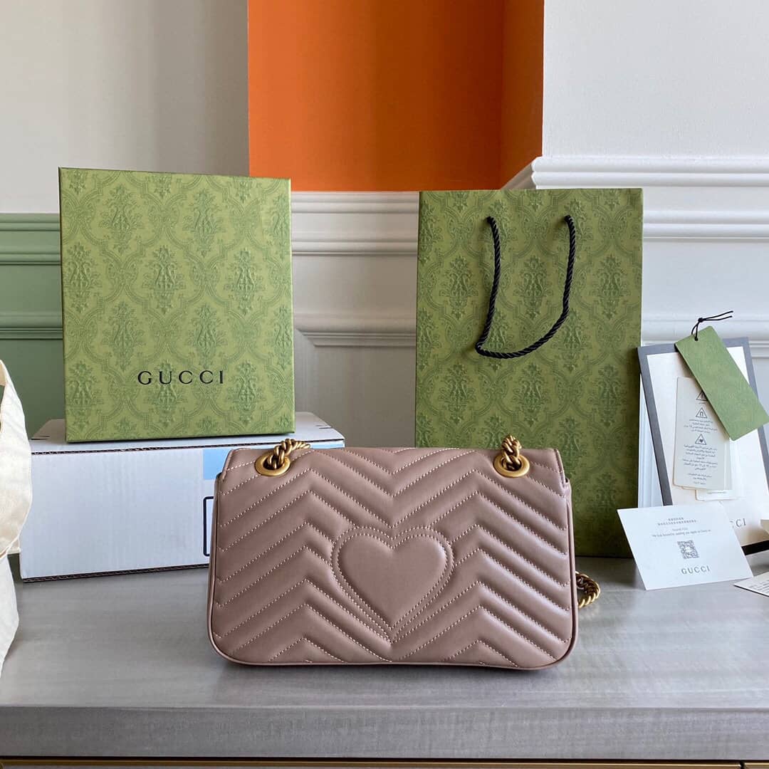 Best Replica Gucci GG Marmont Matelasse Shoulder Bag Replica Pink 443497 - Colareps