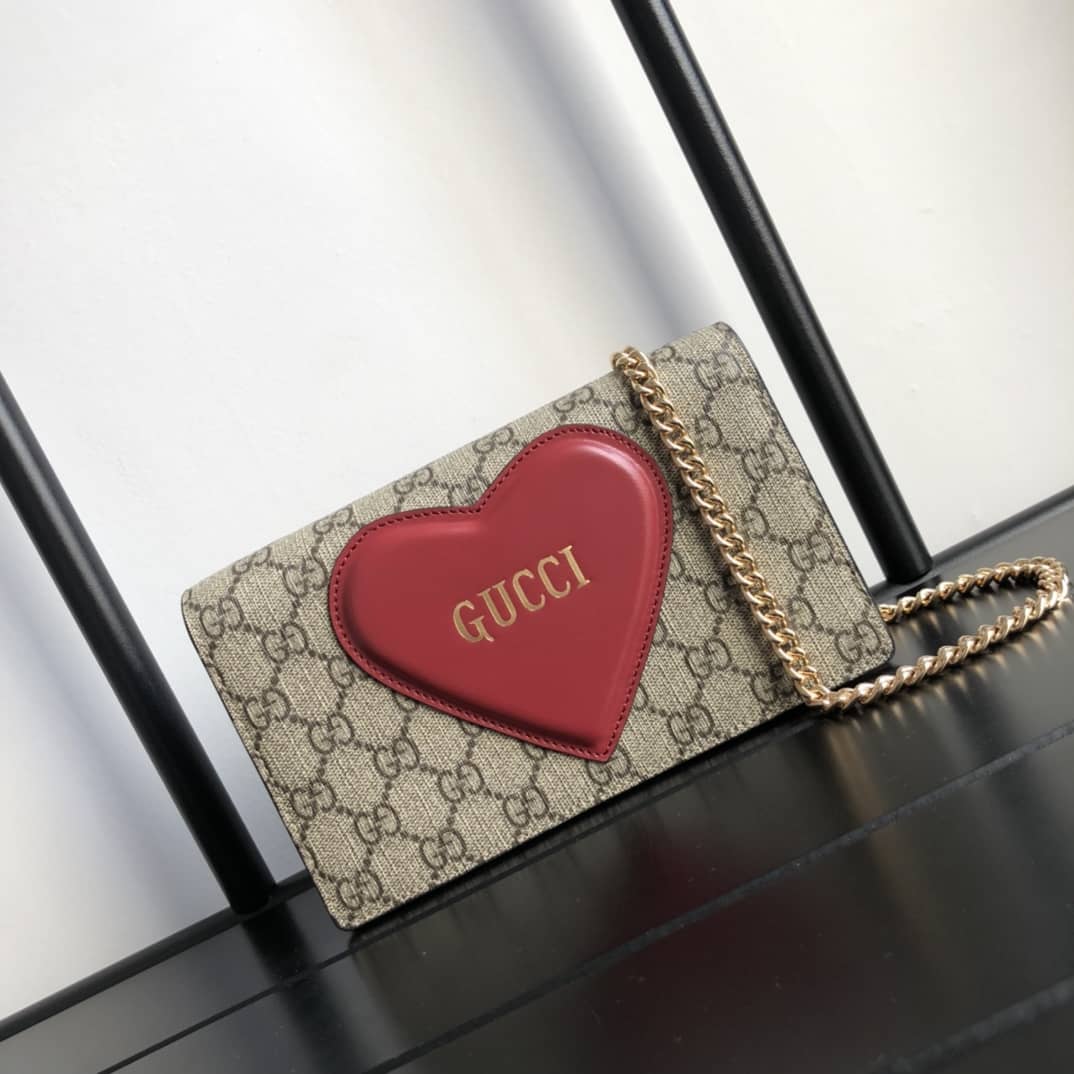 Best Replica Gucci Valentine Day Chain Card Case Wallet Replica 648948 - Colareps