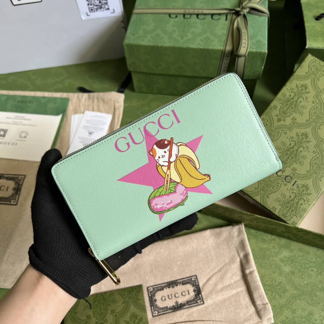 Best Replica Gucci Bananya Print Leather Zip Long Wallet 701060 Replica - Colareps